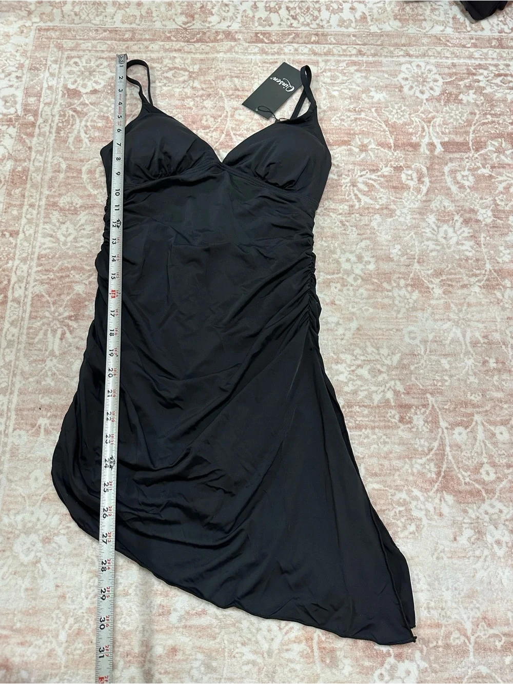 NEW 🖤Swim Black Ruched Swimdress - V-Neck - Picture 8 of 12